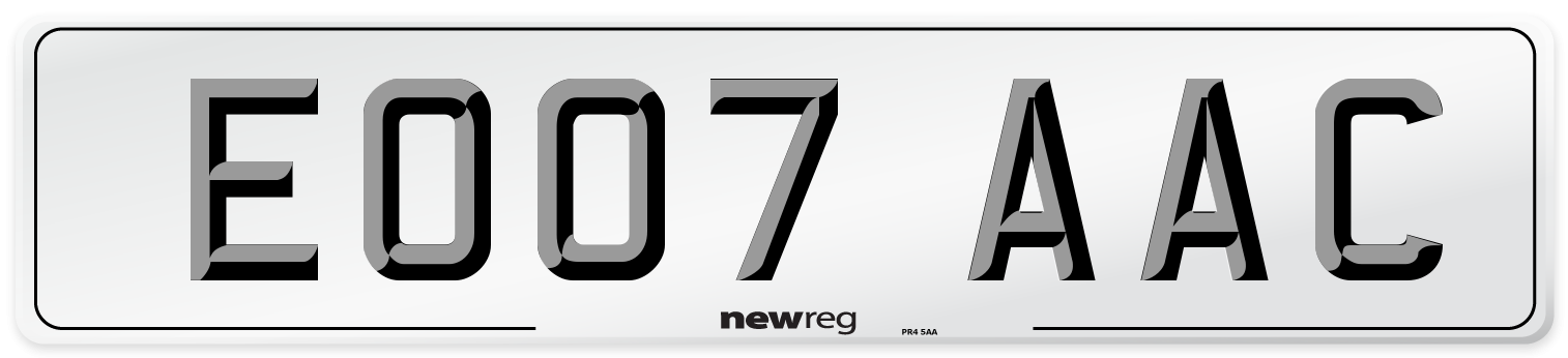 EO07 AAC Number Plate from New Reg